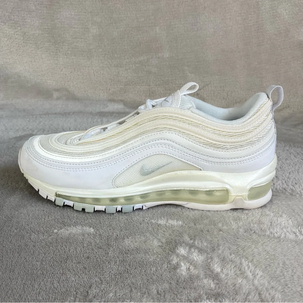 Nike Air Max 97 Women's Sneakers Shoes Size 7.5 Triple White Leather NEW - Picture 2 of 10